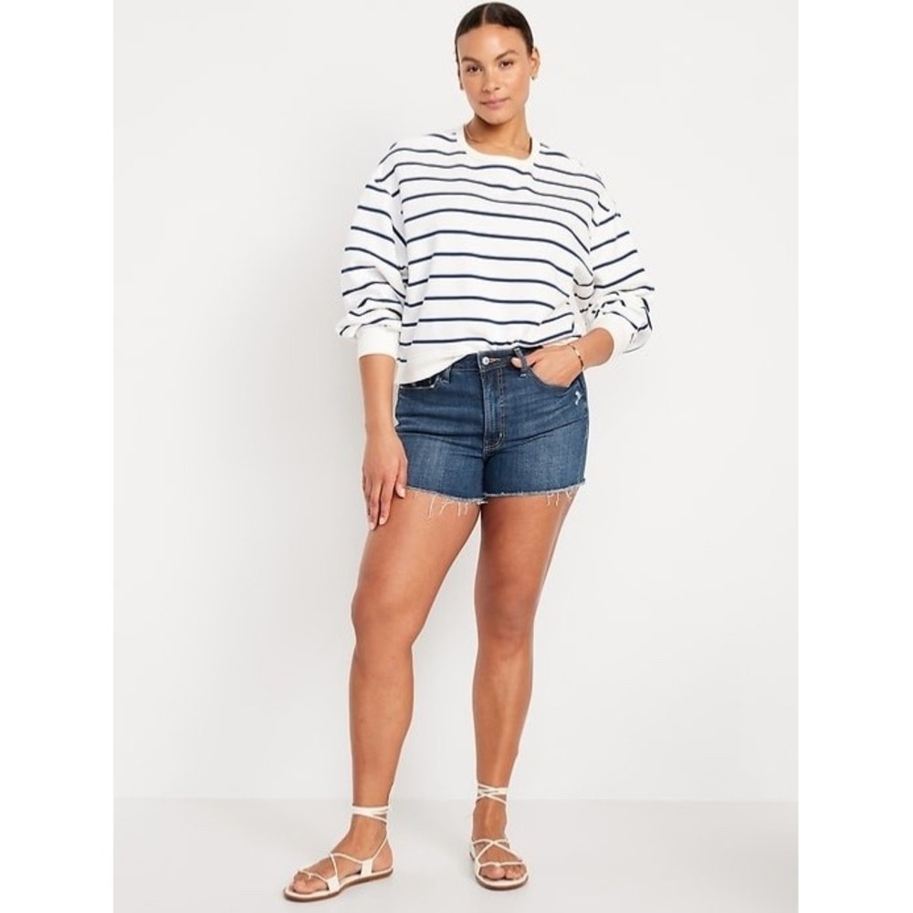 Old Navy High Rise O.G Straight Secret Smooth Pockets Distressed Jean Shorts‎
